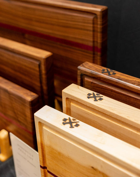 Handcrafted hardwood cutting boards on display | Bonobuilt