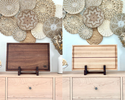 maple vs walnut cutting boards side by side comparison